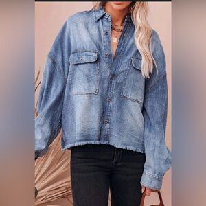 Levi’s cut off denim shacket